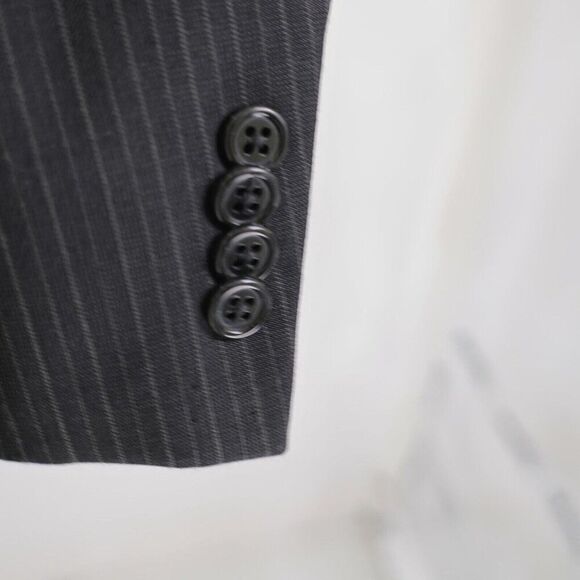 Hart Schaffner Marx Black Striped Wool 2 Button Suit Jacket 46R Tagged 48R - Picture 3 of 15